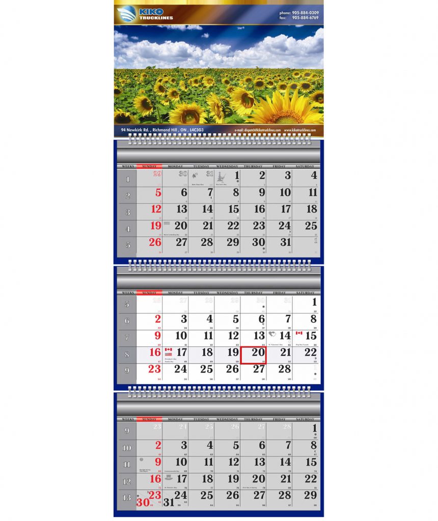 Three Wire Calendar FiorMart Canada Custom Calendars
